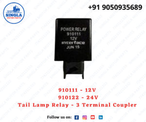910111 - 12V 910122 - 24V Tail Lamp Relay - 3 Terminal Coupler